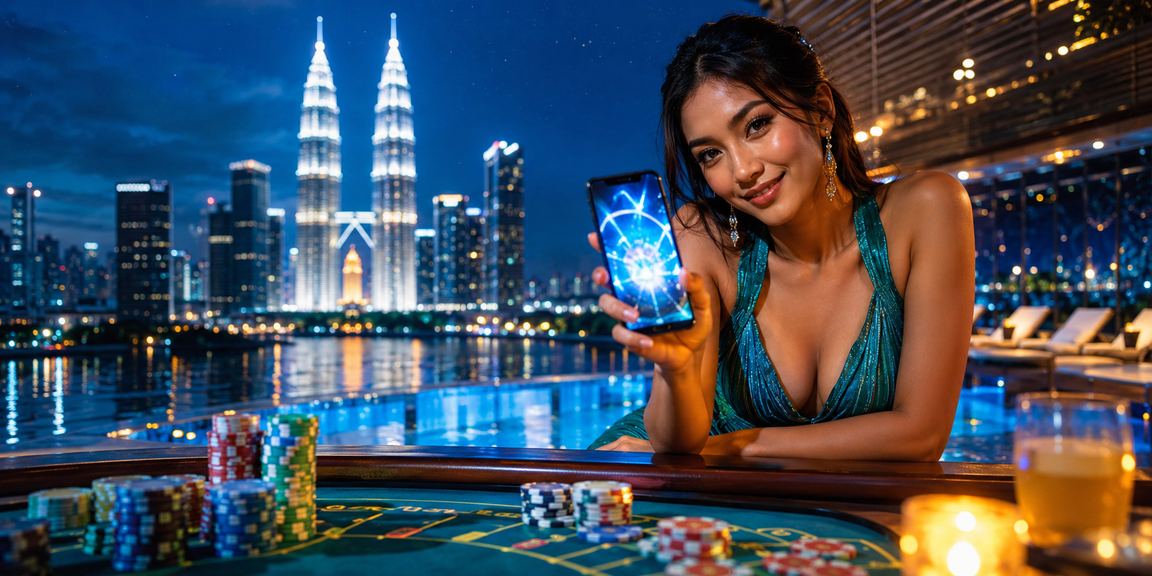 Meja baccarat kasino dalam talian gaya Melayu di Kuala Lumpur dengan peniaga langsung dan suasana mewah